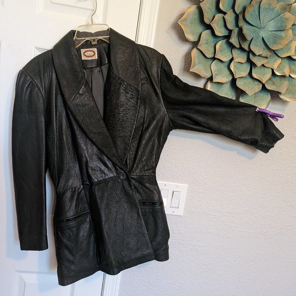 80s MILL VALLEY Banana Republic & SAFARIDouble Breasted LEATHER JACKETM